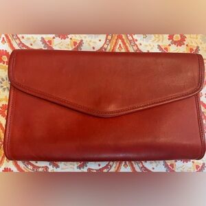 COPY - VINTAGE COACH OUTLET ENVELOPE CLUTCH RED 12 x 7 INCHES